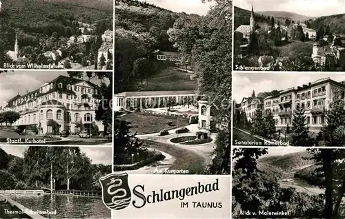 AK / Ansichtskarte Schlangenbad Taunus Roemerbad Schwimmbad Kurhotel Kat. Schlangenbad