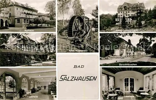 AK / Ansichtskarte Salzhausen Bad Badehaus Trinkhalle Kurhaus Wasserrad Kat. Nidda