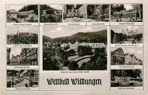 AK / Ansichtskarte Wildungen Bad Brunnenstrasse Schloss Friedrichstein Kurpark Kat. Bad Wildungen