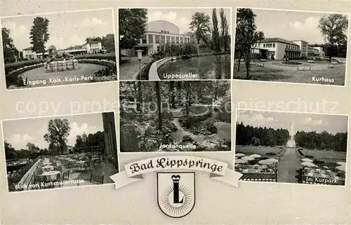 AK / Ansichtskarte Lippspringe Bad Kaiser Karls Park Lippequelle Kurhaus Kurpark Jordanquelle Kat. Bad Lippspringe