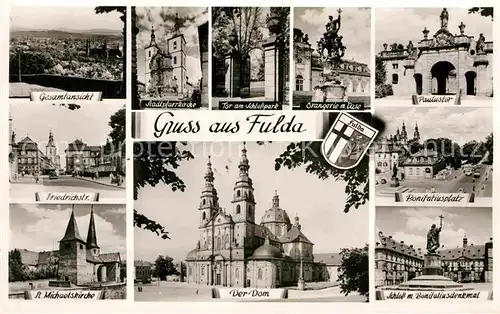 AK / Ansichtskarte Fulda Friedrichstrasse Michaelskirche Dom Schloss Bonifatiusdenkmal Kat. Fulda