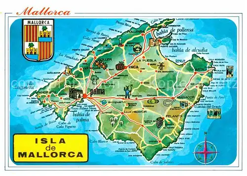 AK / Ansichtskarte Mallorca Landkarte Kat. Spanien