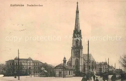 AK / Ansichtskarte Karlsruhe Baden Durlachertor Kirche