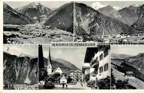 AK / Ansichtskarte Mayrhofen Zillertal Gesamtansicht mit Alpenpanorama Ortsmotiv mit Kirche Penkenbahn Kat. Mayrhofen