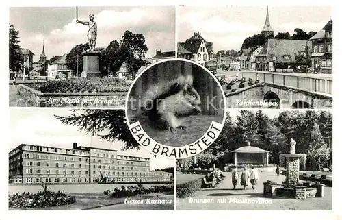 AK / Ansichtskarte Bad Bramstedt Markt Rolandstatue Kirchenbleeck Kurhaus Brunnen Musikpavillon Eichhoernchen Kat. Bad Bramstedt