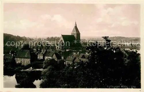 AK / Ansichtskarte Moelln Lauenburg Stadtbild mit Kirche Blick vom Heidberg Kat. Moelln