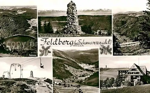 AK / Ansichtskarte Feldberg Schwarzwald Feldsee Bismarck Denkmal Schweizer Alpen Wiesental Sessellift Hotel Feldberger Hof Menzenschwand Kat. Feldberg (Schwarzwald)