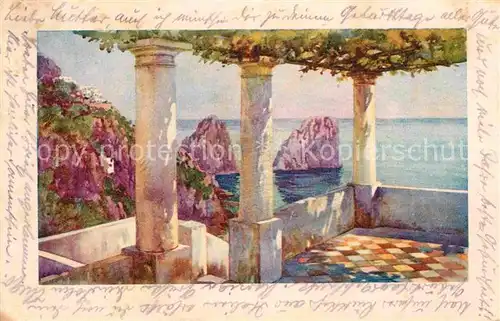 AK / Ansichtskarte Capri Panorama Kuenstlerkarte Kat. Golfo di Napoli