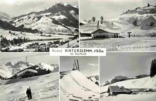 AK / Ansichtskarte Hinterglemm Saalbach Skidorf Winter Lift