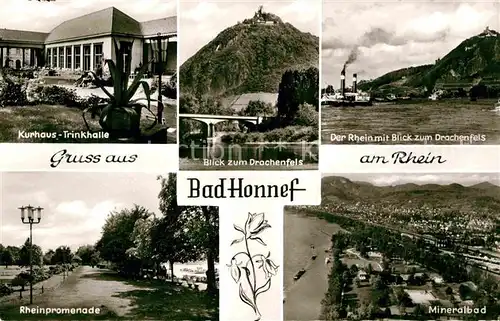 AK / Ansichtskarte Honnef Bad Kurhaus Trinkhalle Drachenfels Rhein Rheinpromenade Mineralbad Kat. Bad Honnef