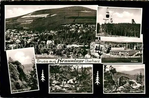 AK / Ansichtskarte Braunlage Wurmberg Hahnenklee Klippen Seilbahn Kurhaus Jermerstein Kat. Braunlage Harz