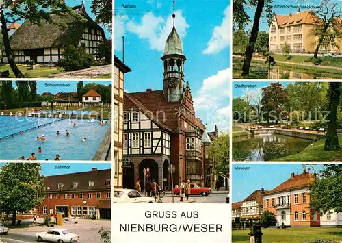 AK / Ansichtskarte Nienburg Weser Rathaus Museum Albert Scheizer Schule Museumsbauernhaus Kat. Nienburg (Weser)