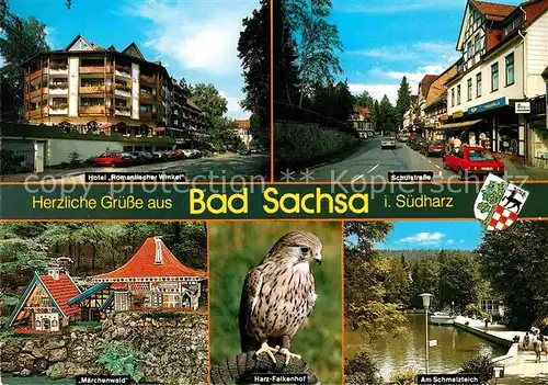 AK / Ansichtskarte Bad Sachsa Harz Hotel Romantischer Winkel Schulstrasse Maerchenwald Falkenhof Schmelzteich Kat. Bad Sachsa