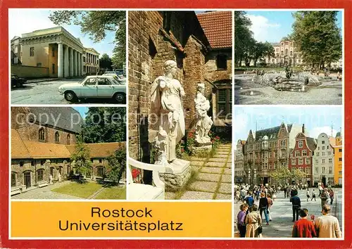 AK / Ansichtskarte Rostock Mecklenburg Vorpommern Universitaetsplatz Neue Wache Gewandfiguren Klosterinnenhof   Kat. Rostock