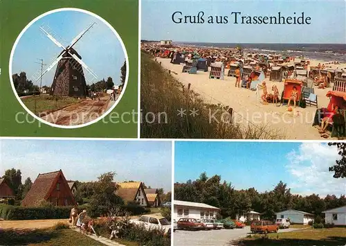 AK / Ansichtskarte Trassenheide Usedom Finnhuetten Windmuehle Strand Kat. Trassenheide