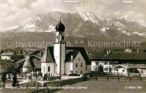 AK / Ansichtskarte Wallgau Kirche Wettersteingebirge Huber Karte Kat. Wallgau