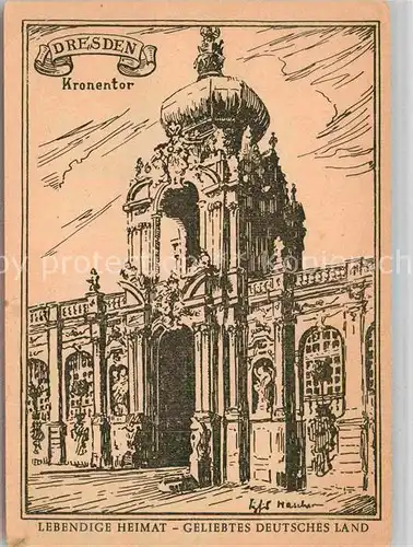 AK / Ansichtskarte Dresden Kronentor Kuenstlerkarte Kat. Dresden Elbe