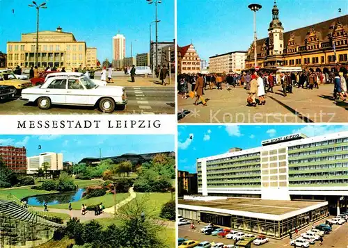 AK / Ansichtskarte Leipzig Rathaus Waage am Markt Schwanenteich Interhotel Stadt Leipzig Kat. Leipzig