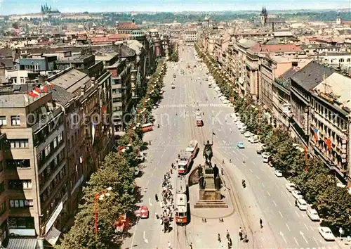 AK / Ansichtskarte Praha Prahy Prague Fliegeraufnahme Vaclavske namesti Strassenbahn Kat. Praha