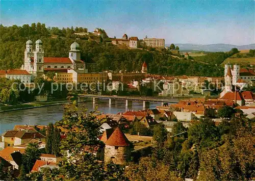 AK / Ansichtskarte Passau Inn mit Dom und Oberhaus Kat. Passau