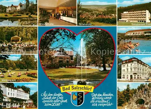 AK / Ansichtskarte Bad Salzschlirf Hotel Badehof Wandelhalle Freibad Grotte Kurkonzert Kat. Bad Salzschlirf
