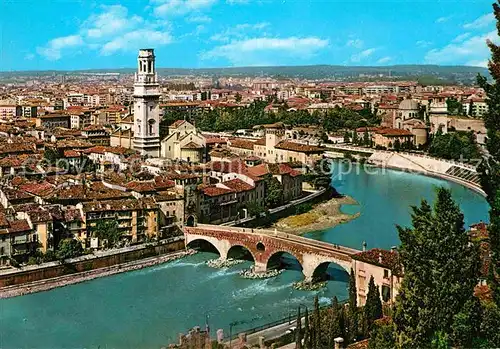 AK / Ansichtskarte Verona Veneto Panorama con Ponte Pietra Kat. Verona