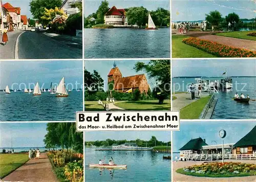 AK / Ansichtskarte Bad Zwischenahn Teilansichten Moor und Heilbad am Zwischenahner Meer Bootsanleger Ruderboot Segeln Kirche Kat. Bad Zwischenahn