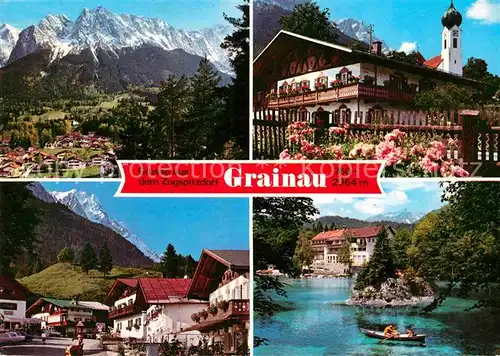 AK / Ansichtskarte Grainau Gesamtansicht mit Alpenpanorama Wettersteingebirge Dorfpartie See Kat. Grainau