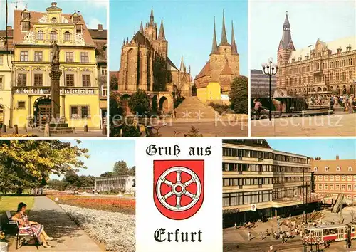 AK / Ansichtskarte Erfurt Haus zum Roten Ochsen Dom Severikirche Postamt Anger iga Messe Wappen Kat. Erfurt