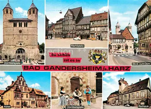 AK / Ansichtskarte Bad Gandersheim Dom Rathaus Marktplatz Domfestspiele  Kat. Bad Gandersheim