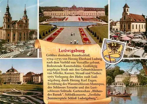 AK / Ansichtskarte Ludwigsburg Wuerttemberg Schloss Kirche Park 