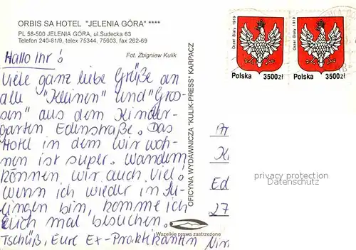 AK / Ansichtskarte Jelenia Gora Hirschberg Schlesien Orbis Sa Hotel Jelenia Gora 