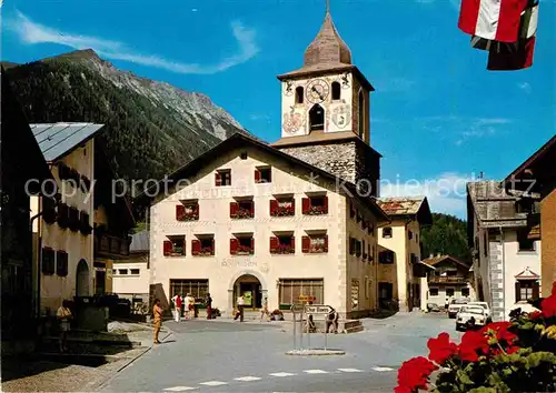 AK / Ansichtskarte Berguen Bravuogn GR Dorfplatz mit Roemerturm Kat. Berguen