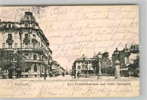 AK / Ansichtskarte Karlsruhe Baden Karl Friedrich Strasse mit Hotel Germania