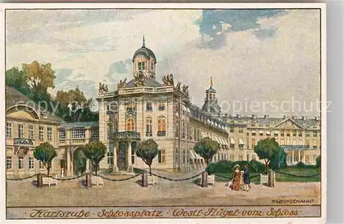 AK / Ansichtskarte Karlsruhe Baden Schlossplatz Schloss Westfluegel