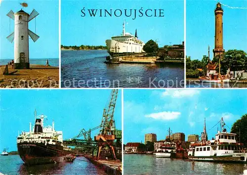 AK / Ansichtskarte Swinoujscie Swinemuende Leuchtturm Hafen Windmuehle
