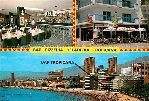 AK / Ansichtskarte Benidorm Bar Pizzeria Heladeria Tropicana Playa Poniente Strand Kat. Costa Blanca Spanien