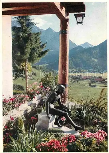 AK / Ansichtskarte Hindelang Kurhotel Schwefel Moorbad Luitpoldbad Skulptur Alpenpanorama Kat. Bad Hindelang