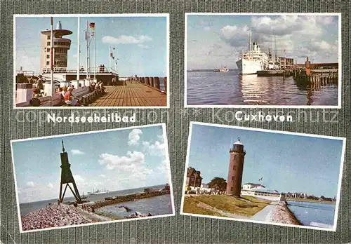 AK / Ansichtskarte Cuxhaven Nordseebad Seebruecke Hafen Leuchtturm Kat. Cuxhaven