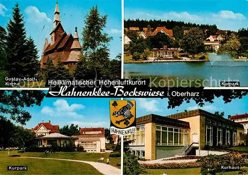 AK / Ansichtskarte Hahnenklee Bockswiese Harz Kuranlagen Park Stabskirche Kat. Goslar