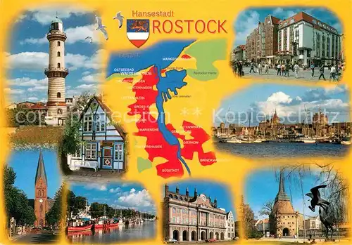 AK / Ansichtskarte Rostock Mecklenburg Vorpommern Panoramakarte Stadtansichten Kat. Rostock