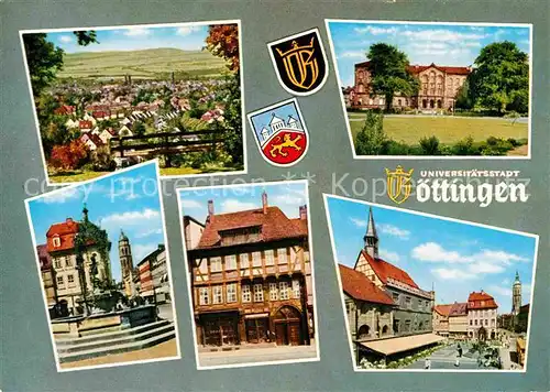 AK / Ansichtskarte Goettingen Niedersachsen Panorama Brunnen Auditorium Gaenseliesel Fachwerkhaus Rathaus Kat. Goettingen