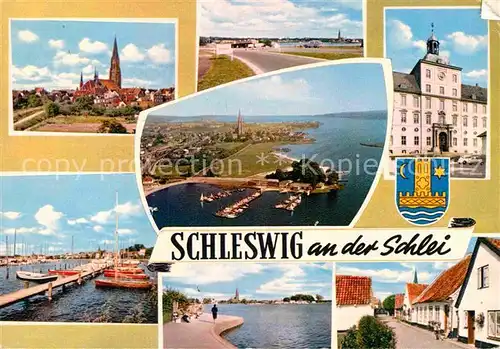 AK / Ansichtskarte Schleswig Schlei Kirche Hafen Rathaus  Kat. Erfde