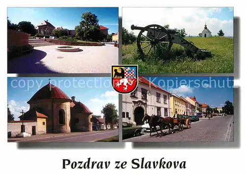 AK / Ansichtskarte Slavkov u Brna Geschuetz Pferdekutsche 