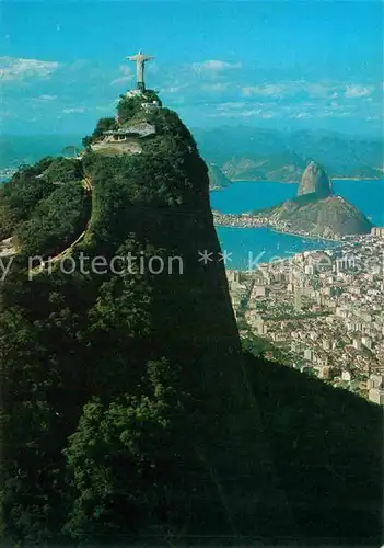 AK / Ansichtskarte Rio de Janeiro Fliegeraufnahme Corcovado com Pao de Acucar ao fundo Kat. Rio de Janeiro