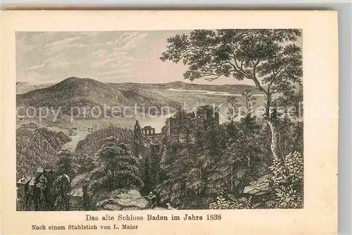 AK / Ansichtskarte Baden Baden Altes Schloss Baden von 1838 Stahlstich Kat. Baden Baden