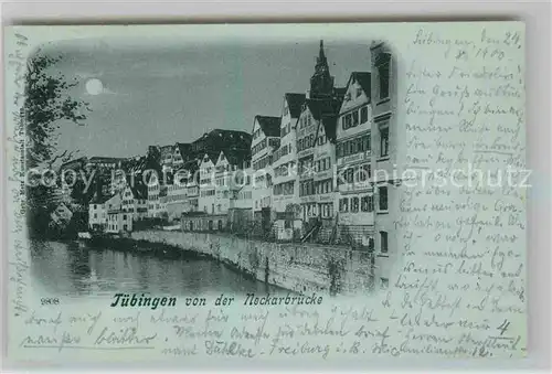 AK / Ansichtskarte Tuebingen Blick von Neckarbruecke Mondschein Kat. Tuebingen