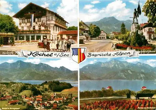 AK / Ansichtskarte Kochel See Schmied von Kochel Denkmal Kochelsee Herzogenstadn Alpenhotel Kat. Kochel a.See