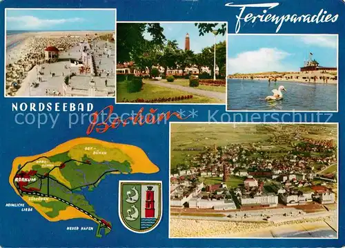AK / Ansichtskarte Borkum Nordseebad Fliegeraufnahme mit Strand Leuchtturm Kat. Borkum