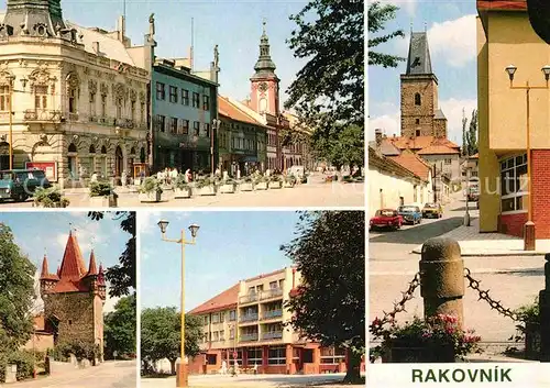 AK / Ansichtskarte Rakovnik Husovo namesti Vysoka brana Prazska brana Hotel Sup Kat. Tschechische Republik